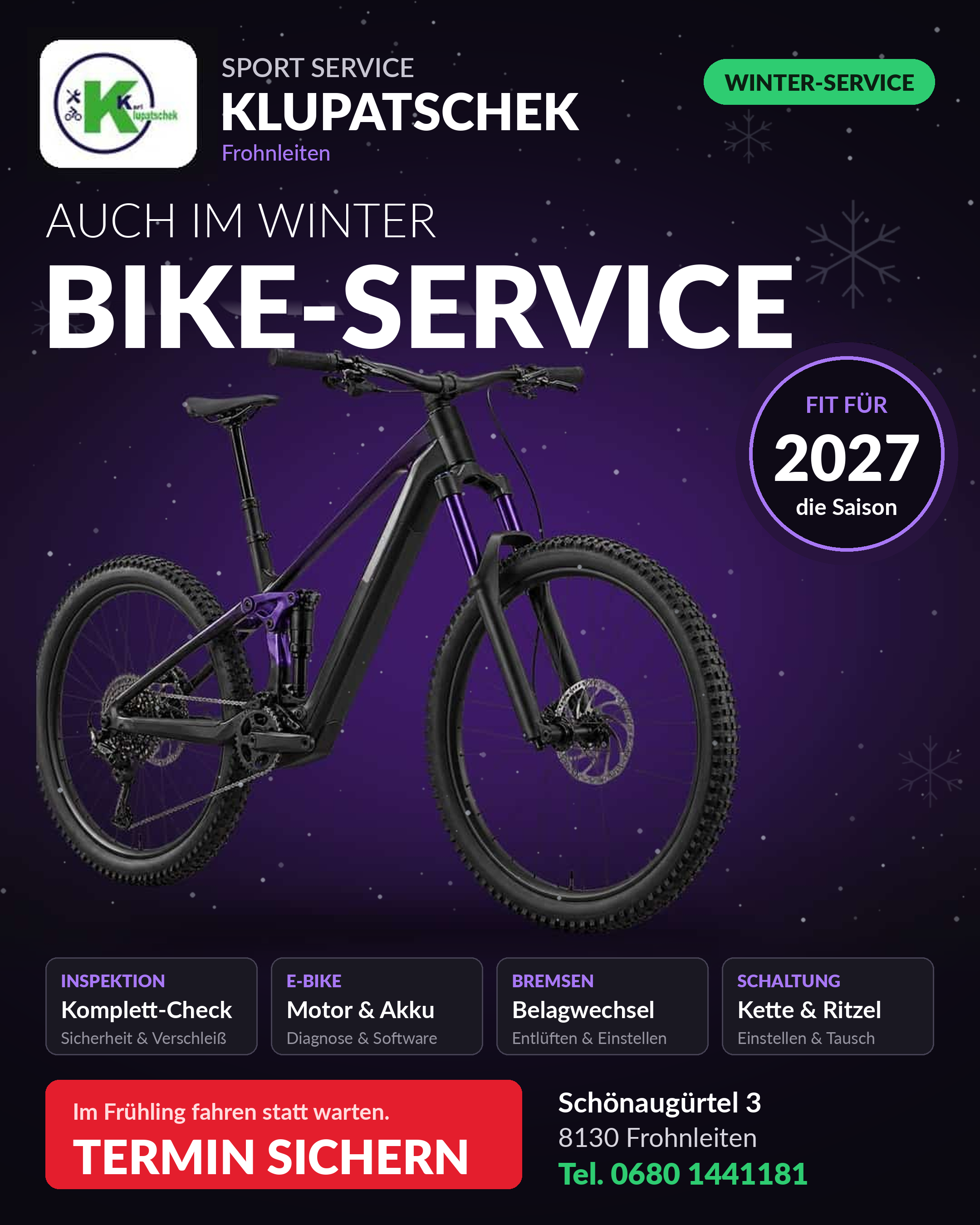 SSC Klupatschek Banner SERVICE AUCH IM WINTER